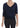 Exte Blue Cotton Top Pullover Deep V-neck Women Sweater Exte