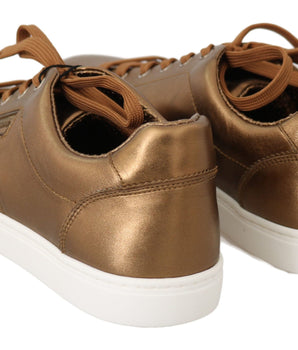Dolce & Gabbana Golden Metallic Leather Sneakers Dolce & Gabbana 