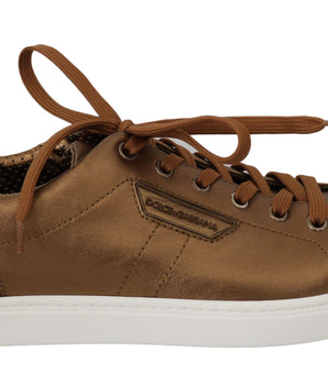 Dolce & Gabbana Golden Metallic Leather Sneakers Dolce & Gabbana 