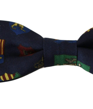 Dolce & Gabbana Exquisite Silk Bow Tie in Blue Flags Print Dolce & Gabbana 