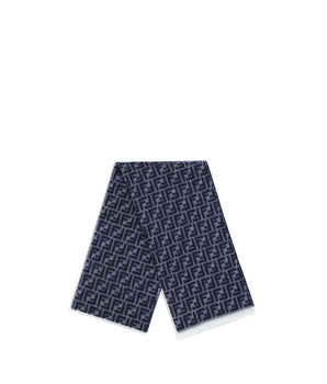 Fendi Blue Fleece Wool Scarf