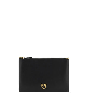 PINKO Black Calf Leather Bos Taurus Shoulder Bag