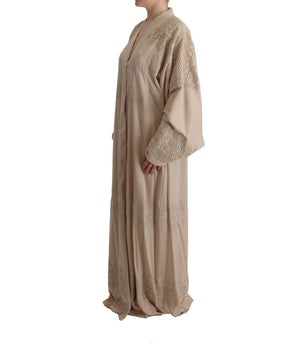 Dolce & Gabbana Beige Silk Full-Length Jacket
