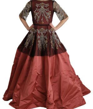 Dolce &amp; Gabbana Elegant Crystal Embellished Silk Gown