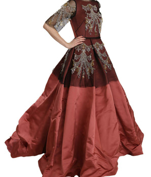 Dolce &amp; Gabbana Elegant Crystal Embellished Silk Gown