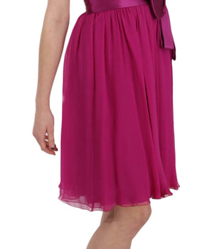 Dolce & Gabbana Elegant Fuchsia Pink Silk Bow Front Dress Dolce & Gabbana 