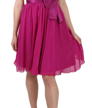 Dolce & Gabbana Elegant Fuchsia Pink Silk Bow Front Dress Dolce & Gabbana 
