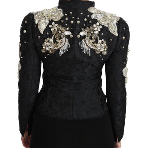 Dolce &amp; Gabbana Elegante chaqueta barroca negra plateada