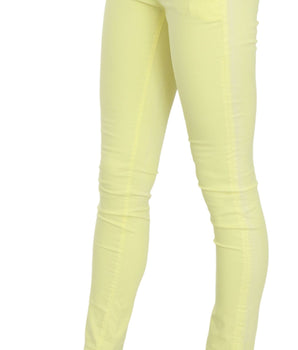 PINKO Yellow Cotton Stretch Low Waist Skinny Casual Trouser Pants PINKO 