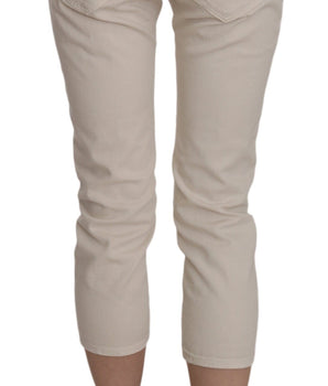 Dondup Beige Cotton Stretch Low Waist Skinny Cropped Capri Jeans Dondup 