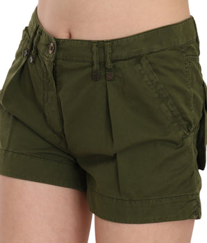 PLEIN SUD Green Mid Waist 100% Cotton Mini Shorts PLEIN SUD 
