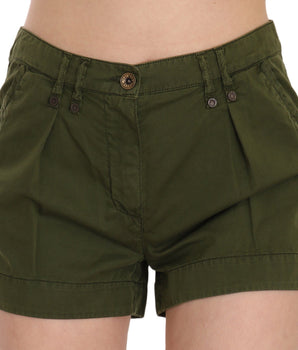 PLEIN SUD Green Mid Waist 100% Cotton Mini Shorts PLEIN SUD 