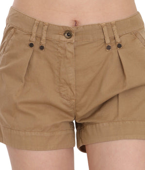 PLEIN SUD Brown Mid Waist 100% Cotton Mini Shorts PLEIN SUD 