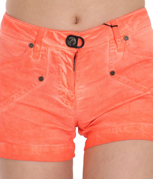 PLEIN SUD Orange Mid Waist Cotton Denim Mini Shorts PLEIN SUD 