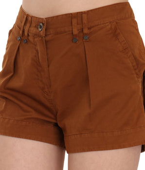 PLEIN SUD Brown Mid Waist Cotton Denim Mini Shorts PLEIN SUD 