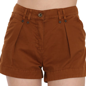 PLEIN SUD Chic Brown Mid Waist Mini Shorts