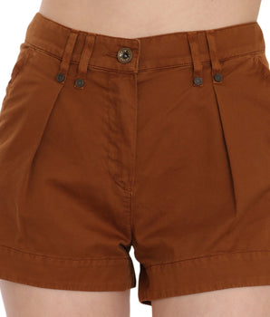 PLEIN SUD Brown Mid Waist Cotton Denim Mini Shorts PLEIN SUD 