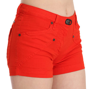 PLEIN SUD Chic Mid Waist Mini Shorts in Vibrant Orange