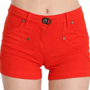 PLEIN SUD Chic Mid Waist Mini Shorts in Vibrant Orange