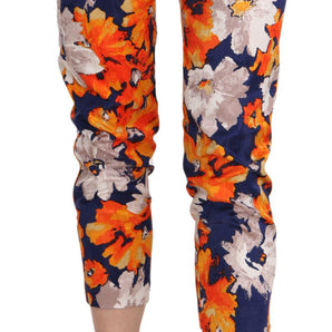 LANACAPRINA Floral Print Skinny Mid-Waist Pants