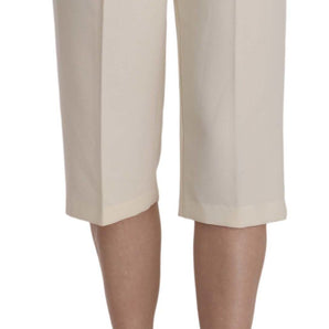 Silvian Heach Elegant Straight Cropped Pants in Cream