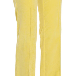 Just Cavalli Chic Yellow Corduroy Mid Waist Pants