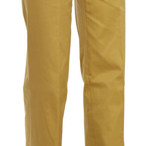 Just Cavalli Mustard Mid Waist Tailored Cotton Pants