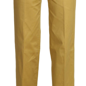 Just Cavalli Mustard Mid Waist Tailored Cotton Pants