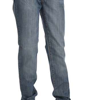 Vaqueros de mezclilla ajustados y lavados en azul elegante de Just Cavalli