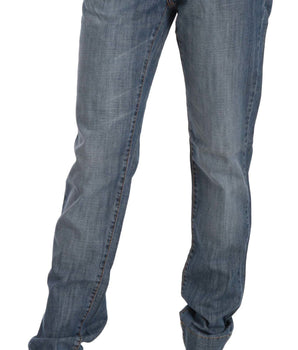 Vaqueros de mezclilla ajustados y lavados en azul elegante de Just Cavalli