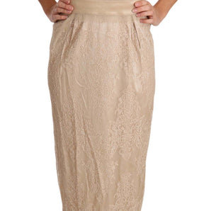 Dolce &amp; Gabbana Elegant Beige Sheath Floor-Length Dress