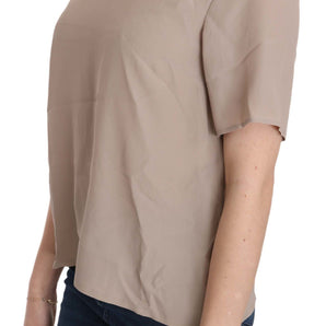 Dolce & Gabbana Elegant Beige Silk Blend Crew Neck Blouse