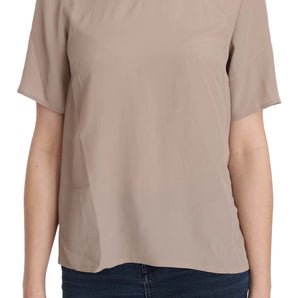 Dolce & Gabbana Elegant Beige Silk Blend Crew Neck Blouse