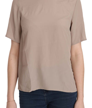 Dolce & Gabbana Elegant Beige Silk Blend Crew Neck Blouse Dolce & Gabbana 