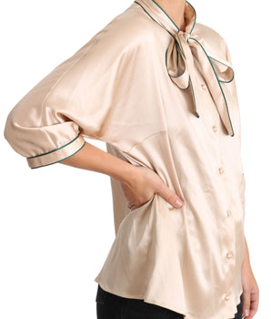 Dolce & Gabbana Elegant Beige Silk Blend Blouse Top Dolce & Gabbana 