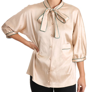 Dolce &amp; Gabbana Blusa elegante en mezcla de seda beige