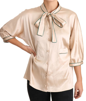 Dolce & Gabbana Elegant Beige Silk Blend Blouse Top Dolce & Gabbana 