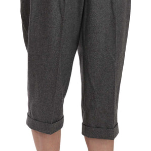 Dolce &amp; Gabbana Elegant Gray Wool-Cashmere Pleated Trousers