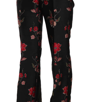 Dolce & Gabbana Floral Print Black Boot Cut Trouser Pants Dolce & Gabbana 
