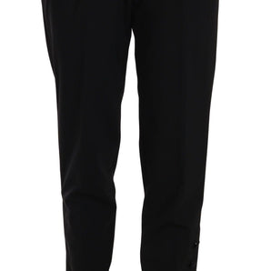 Dolce &amp; Gabbana Elegant Pleated Tapered Black Trousers