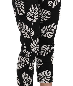 Dolce & Gabbana Black Palm Leaf Print Skinny Pants Dolce & Gabbana 