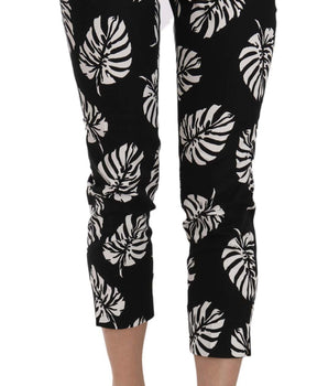 Dolce & Gabbana Black Palm Leaf Print Skinny Pants Dolce & Gabbana 