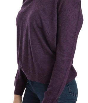 BYBLOS Elegant Purple V-Neck Wool Blouse BYBLOS 