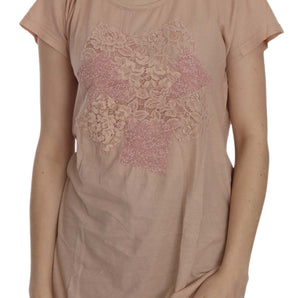 PINK MEMORIES Elegant Cream Lace Round Neck Blouse