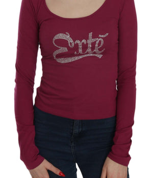 Exte Fuchsia Crystal Embellished U-Neck Blouse Exte 