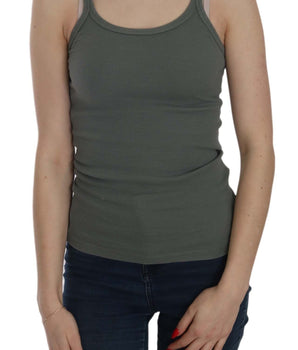 PINK MEMORIES Elegant Round Neck Sleeveless Green Cotton Blouse PINK MEMORIES 