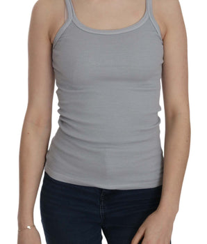 PINK MEMORIES Elegant Sleeveless Light Gray Cotton Blouse PINK MEMORIES 