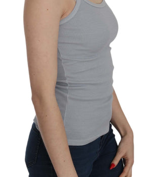 PINK MEMORIES Elegant Sleeveless Light Gray Cotton Blouse PINK MEMORIES 