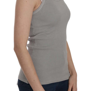 PINK MEMORIES Elegant Sleeveless Gray Cotton Blouse