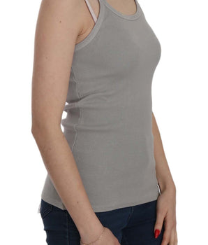PINK MEMORIES Elegant Sleeveless Grey Cotton Blouse PINK MEMORIES 